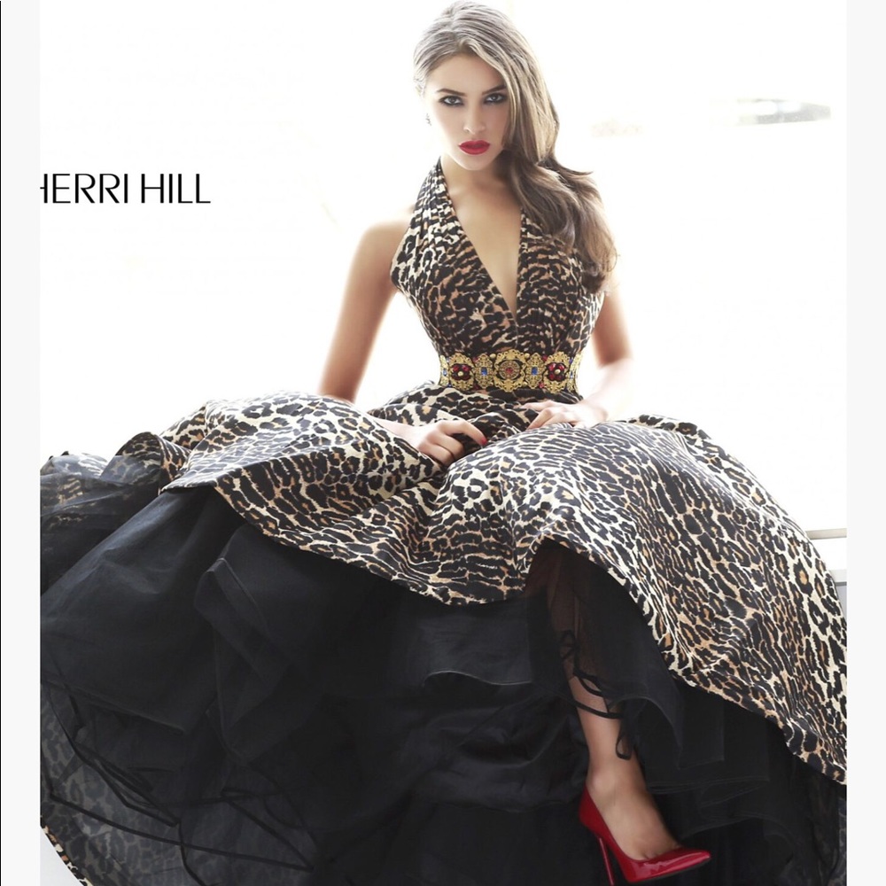 Sherri Hill Cheetah print long ball gown